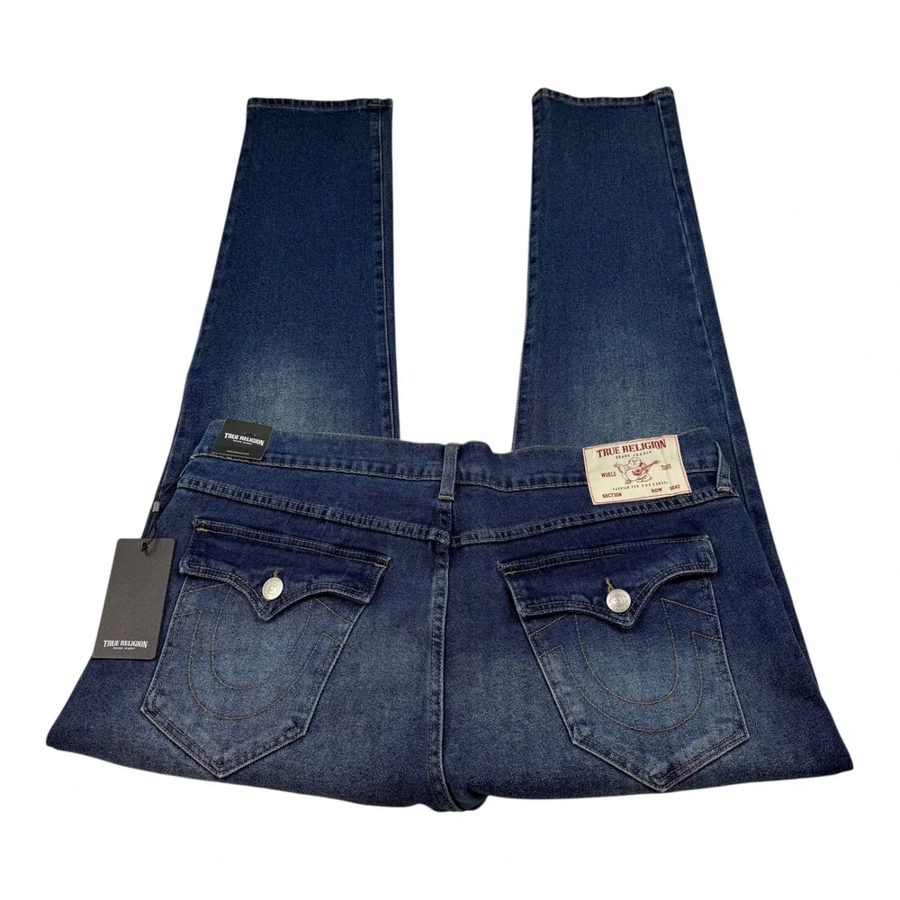 True Religion Rocco Relaxed Skinny Jeans Mens 36x33 Dark‎ Woodland Wash NWT
